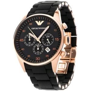 NEW EMPORIO ARMANI SPORTIVO ROSE BLACK & GOLD SILICONE MEN'S WATCH AR5905