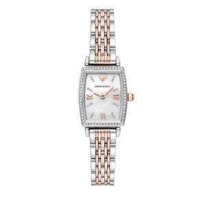Emperio armani gianni t-bar silver rosegold two tone women’s watch 26mm AR11519