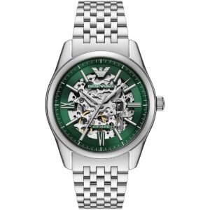 AR60091 is the Emporio Armani Men's Automatic Stainless Steel Watch with a green dial.